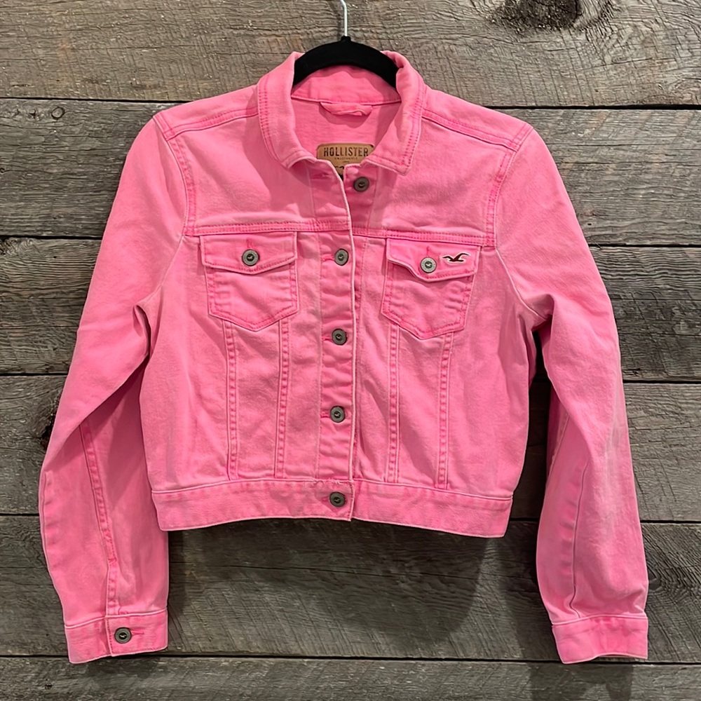Hollister hot pink jean jacket